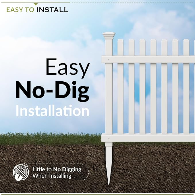 Zippity Roger Rabbit Garden Fence, White Vinyl DIY No Dig Kit | 2ftH x 2ftW, 3 Panels, Garden Border Edging, ZP19056