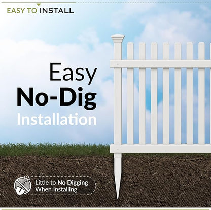 Zippity Roger Rabbit Garden Fence, White Vinyl DIY No Dig Kit | 2ftH x 2ftW, 3 Panels, Garden Border Edging, ZP19056