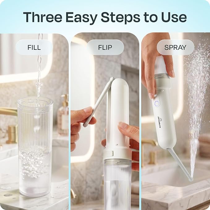 Portable Electric Bidet for Travel - Portable Bidet Rechargeable Handheld Sprayer with 3 High Pressure Modes, USB-C, Adjustable Nozzle & Extra Clean Kit, IPX6 Waterproof Peri Bottle (White)