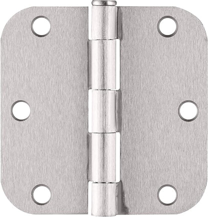 Design House Door Hinges for Interior Doors 12-Pack 3.5-inch x 3.5-inch – Rounded 5/8-inch Radius Steel Door Hinge – Satin Nickel – Fits Standard Doors – Design House 188441