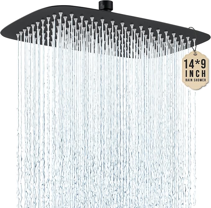 G-Promise All Metal 14 Inch Large Rain Shower Head for Ceiling or Wall | Built to Last, Rust Resistant 304 Stainless Steel, Easy to Install, Full Body Coverage Rainfall Shower Head, Daily SPA