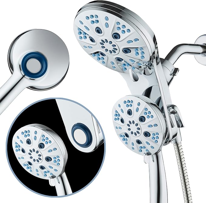 AquaCare Magneton 48-Mode High Pressure Rain & Handheld Shower Head Combo | Space-age Magnetic Guidance Docking, Dual 6-mode Heads with Hygienic Jets, Extra-long 6 ft. Stainless Steel Hose / Chrome