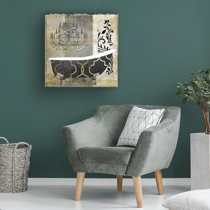 Wrapped Canvas Wall Art - Color Bakery 'Paris Bath II' Wall Art for Living Room, Bedroom, or Office Décor - 18x18