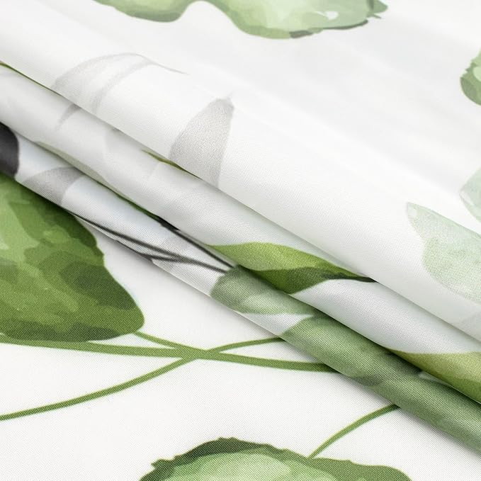 HVEST Sage Green Plant Shower Curtain for Bathroom, Eucalyptus Leaves with Floral and Hummingbird on White Shower Curtain with Hooks, Green Botanical Bathroom Curtains Shower Set, 72X78 inch
