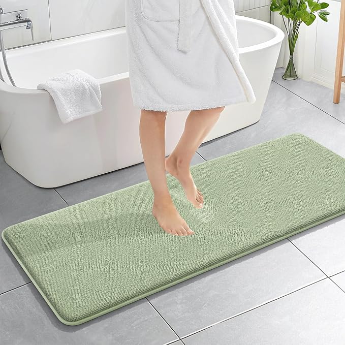 OLANLY Memory Foam Bathroom Runner Rugs 59x20, Long Bath Mats, Sage Green | Soft Quick Dry Bath Rugs, Non-Slip, Absorbent Machine Washable Mat for Bathroom Floor, Tub and Shower, Home Decor Accessories