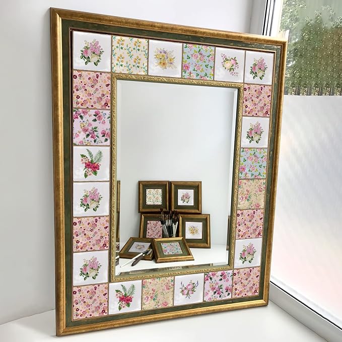 Alwayspon Vinyl Sticker Peel and Stick, Self-Adhesive Wall Tile Transfers Backsplash Sticker Decal for Kitchen Bathroom, 6x6inch/15x15cm 30Pcs, Floral Painting T038