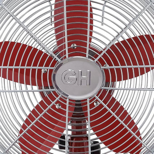 Good Housekeeping 92611 All-Metal 12" Retro Desk Office Table Fan with Wide Oscillation, 3-Speed Settings & Carrying Handle, Crimson Red