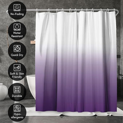 Americanflat 71x74 Purple Ombre Shower Curtain - Water-Resistant Long Shower Curtain with Durable Grommets and 12 Hooks - 100% Polyester