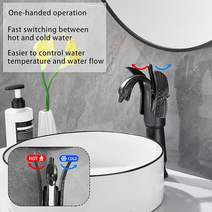 Oil Rubbed Bronze Swan Shape Single Handle One Hole Bathroom Vessel Sink Faucet Deck Mount Lavatory Sink Faucet
