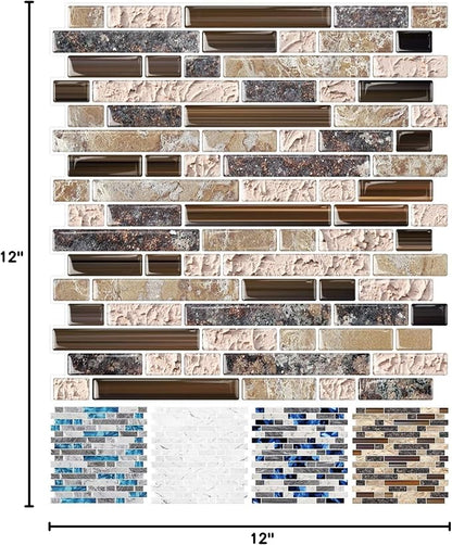 STICKGOO 10-Sheet Peel and Stick Wall Tile, Self-Adhesive Kitchen Backsplash in Sandstone (Thicker Design)