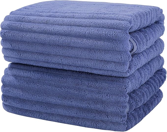 Luxury 2-Piece Quick-Dry Bath Towel Set 27.5X 55 Inches – Ultra Soft Microfiber for Bathroom, Bar, Pool, Gym & Travel – Elegant Twill Design