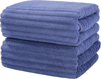 Luxury 2-Piece Quick-Dry Bath Towel Set 27.5X 55 Inches – Ultra Soft Microfiber for Bathroom, Bar, Pool, Gym & Travel – Elegant Twill Design