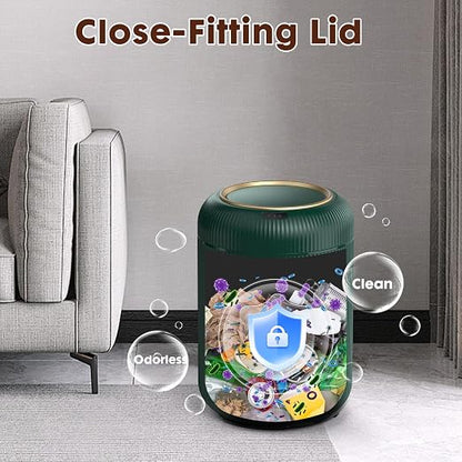 Procade Touchless Sensor Trash Can Bathroom,Small Gold + Green Garbage Can | 3 Gallon Automatic Garbage Can,Smart Room Trash Bin,Mini Auto Plastic Waste Basket for Office,Bedroom,Dorm,Toilet,Rv,Kitchen