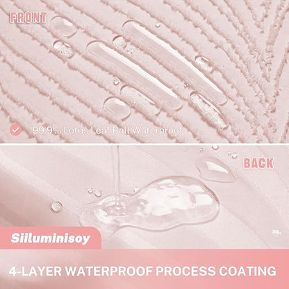 Extra Long Shower Curtain Pink 84 Inch Shower Curtain Boho Woven Fabric Tufted Leaves Textured Shower Curtains for Bathroom