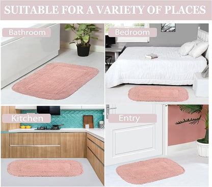 Home Weavers Radiant Collection 100% Cotton Bathroom Rugs Set, Machine Washable Rug, Extra Soft and Absorbent Bath Rug, Kitchen Mat, Bath Mat Set, Bath Floor Mat Non Slip, 24"x40" Rectangle, Pink