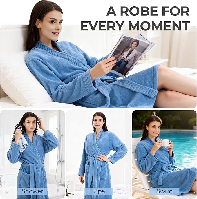 Towel Robe for Women – Soft Absorbent Kimono Bathrobe, Quick-Dry Spa Shower & Hotel Use