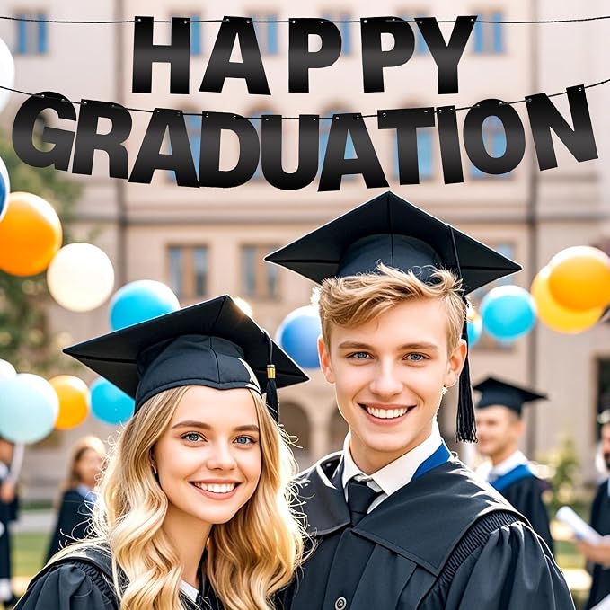 DIY Banner Kit with Letters Bright Black Customizable Birthday Banners Graduation Banner Custom Party Hanging Banners for Graduation Wedding Party Baby Shower Decoration (Bright Black)