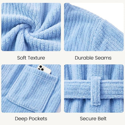 PJGGZ Men's Shawl Collar Bathrobe, Soft Long Towel Robe for Men - Super Absorbent Quick Dry yet Warm
