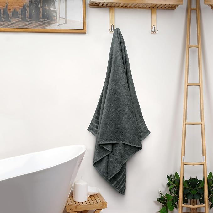 Avalon Towels Bath Towels Set of 4, Size 30 x 60 Inches - 60% Cotton, 40% Viscose Made from Bamboo, Soft and Absorbent, Thin and Quick Drying, Lightweight, Perfect for Daily Use