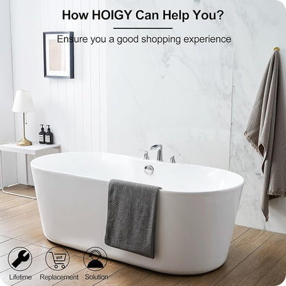 Widespread Waterfall Bathtub Faucet Set, Brass Chrome Roman Tub Faucet 3 Hole 8 Inch, 2 Handle Deck Mount with Supply Water Hoses for Garden Tub, Lifetime Use & 20 Mins Easy to Install