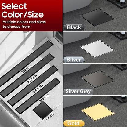 DLONE® Shower Drain | 6 Inch Matte Black with Tile Insert Panel | Square Shower Drain ,with Hair Catcher, Shower Floor Drain Fits Bathroom, Balcony etc