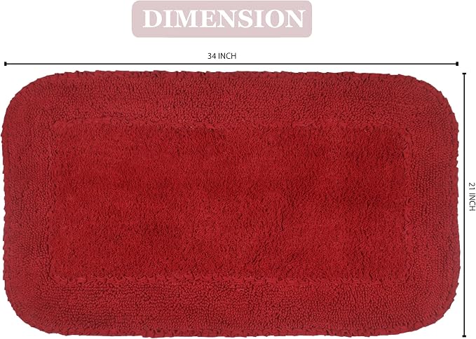 Home Weavers Radiant Collection 100% Cotton Bathroom Rugs Set, Washable Rug, Soft Cotton Extra Soft and Absorbent Bath Rug, Kitchen Mat, Bath Mat Set, Bath Floor Mat Non Slip, 21"x34" Rectangle, Red