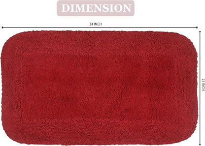 Home Weavers Radiant Collection 100% Cotton Bathroom Rugs Set, Washable Rug, Soft Cotton Extra Soft and Absorbent Bath Rug, Kitchen Mat, Bath Mat Set, Bath Floor Mat Non Slip, 21"x34" Rectangle, Red