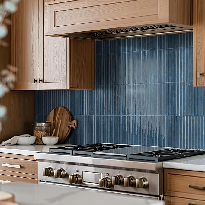 MSI Marino Deep Azure 5 in. x 10 in. Glossy Porcelain Fluted Wall Tile for Bathroom, Kitchen Backsplash, Accent Wall Tile, and Shower Wall Tile