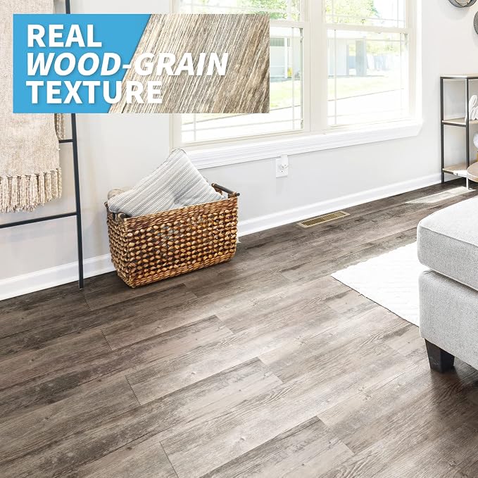 Art3d Wood Texture Peel and Stick Vinyl Floor Planks, 36-Pack, Old Wood | Cover 54 sq.ft, Waterproof, Self-Adhesive, Scratch Resistant, Premium Vinyl, Ideal for Bedroom, Living Room, Kitchen, RV