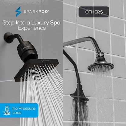 SparkPod Filtered Shower Head, 23-Stage, 6" Square, Oil-Rubbed Bronze | Showerhead for Hard Water, High Pressure, Reduces Chlorine, Heavy Metals, For Dry Skin & Hair, Removable Capsule Filter