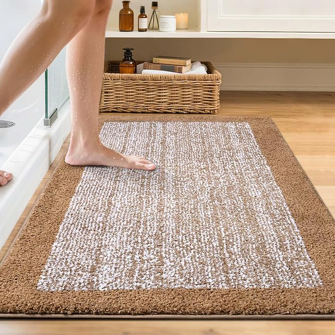 48x32 Large Bathroom Rugs Washable Non Slip, Coffee Bath Mat for Bathroom Floor Tub, Soft Absorbent Quick Dry Mats for Shower, Bathtub,Home Decor