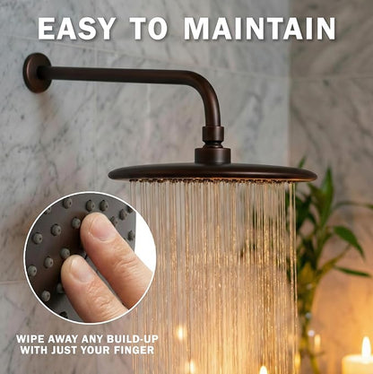 Waterfall Showerhead - 2.5 GPM - Oil-Rubbed Bronze | 9 Inch Large Overhead Rain Shower Head With Self-Clean Nozzles, Adjustable Brass Ball Joint, High Flow Best With Extender Arm