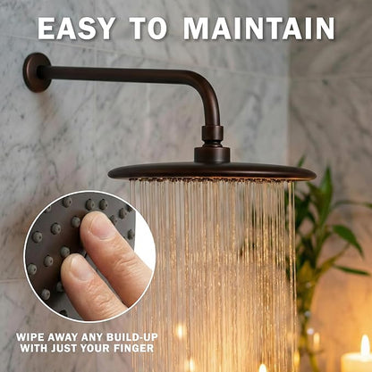 Waterfall Showerhead - 1.8 GPM - Oil-Rubbed Bronze | 9 Inch Large Overhead Rain Shower Head With Self-Clean Nozzles, Adjustable Brass Ball Joint, High Flow Best With Extender Arm