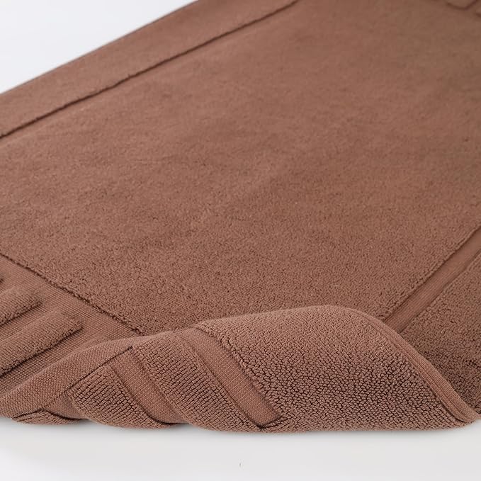 Superior 100% Cotton Bathmat Set, Bath Mats, Bathroom Decor, Shower, Bathtub Essentials, Home Accessories, Washable Rug, No Backing, Heavyweight, Leo Collection, Set of 2, 22" x 35", Brown