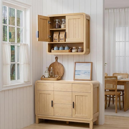 Premium Bathroom Wall Cabinet, Engineered Wood Medicine Cabinet with Soft-Close Doors & Child-Safe Rounded Edges, Modern Farmhouse Storage Organizer for Laundry, Kitchen