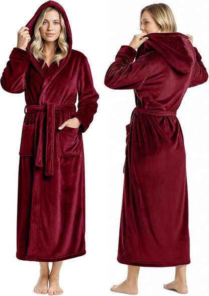 Premium Ultra Soft Robes for Women with Hood Plush Fleece Long Bathrobe