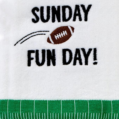 SKL Home Sunday Fun Day 2pc Hand Towel Set for Bath/Kitchen/Bar & Gift, Optic White