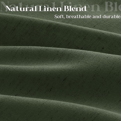 Olive Green Shower Curtain for Bathroom Water Repellent 72x78 Inch | Linen Textured, Country Boho Farmhouse Neutral, Shower Curtains, Bath Cloth Fabric Drapes, with Hooks, Green, 78 Inch Length