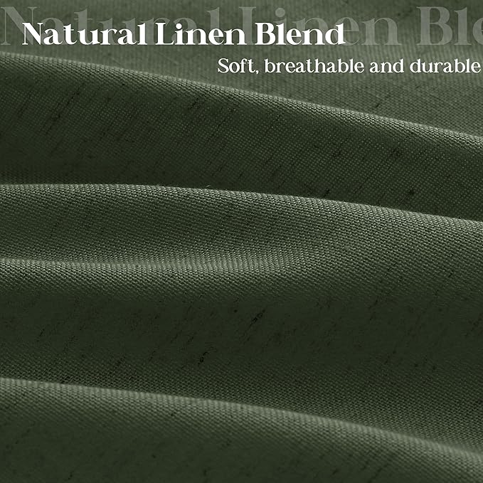 Olive Green Shower Curtain for Bathroom Water Repellent 36x72 Inch | Linen, Small Stall Bath Shower Curtains, Green, Boho, Cloth Fabric, Half Narrow RV Drapes, for Bathtub, 36 x 72 Inches