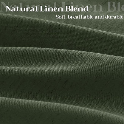 Olive Green Shower Curtain for Bathroom Water Repellent 72x84 Inch | Extra Long XLong Tall, Linen Shower Curtains 84 Inches Long, Boho Farmhouse Country, Dark Green, Bath Drapes, with Hooks