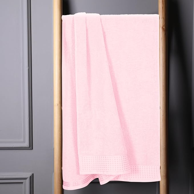 GLAMBURG 100% Cotton Oversized 2 Pack Bath Sheets 35x70, Ultra Soft Highly Absorbant Compact Quickdry & Lightweight Large Bath Sheet Set, Ideal for Gym Travel Camp Pool - Pink