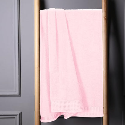 GLAMBURG 100% Cotton Oversized 2 Pack Bath Sheets 35x70, Ultra Soft Highly Absorbant Compact Quickdry & Lightweight Large Bath Sheet Set, Ideal for Gym Travel Camp Pool - Pink