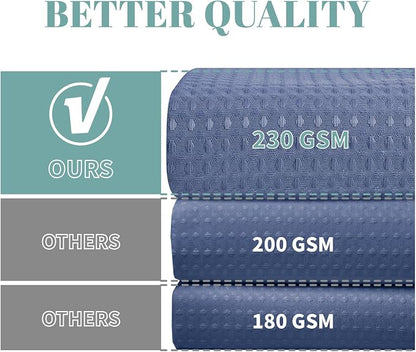No Hook Waffle Shower Curtain with Snap-in Liner, 71x80 Inch,Moonlight Blue | 230 GSM waffle weave fabric, waterproof liner set with 2 bottom magnets, mesh top window, washable, for bathroom or hotel use