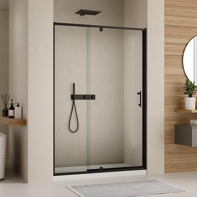 Royal Guard 50-54" W x 71" H Pivot Swing Glass Shower Door,Matte Black | Shower Doors with 4-Inch Adjustable Width, 6mm SGCC Tempered Glass, Reversible Installation,Magnetic Closing,Easy to Clearn
