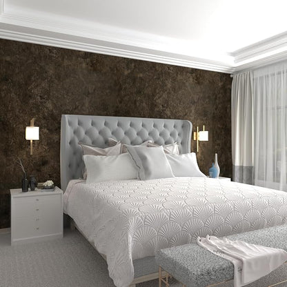 3yecao 16"×591" Big Roll Large Size Thick Dark Brown Tan Grey Concrete Wallpaper Peel Stick Glossy Charcoal Gray Concrete Contact Paper Vinyl Adhesive Taupe Cement Sticker for Bedroom Basement Walls