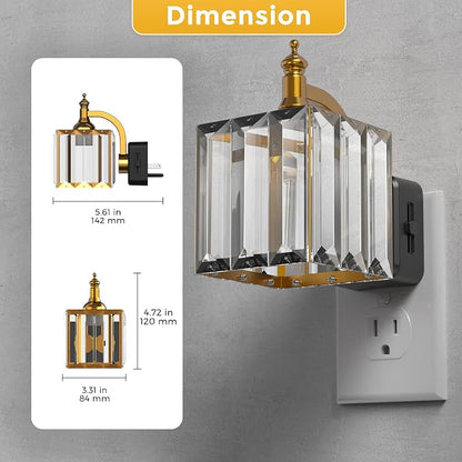 L LOHAS LED Night Light, 2 Pack Night Lights Plug into Wall | 3000K Soft White LED, Crystal Night Lights, Dusk to Dawn Sensor, 0-100lm Adjustable Brightness, for Hallway Bedroom Stairway