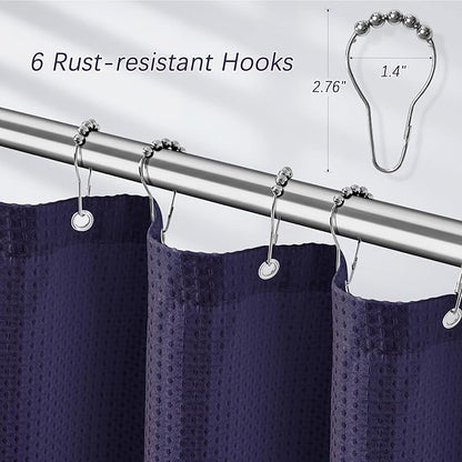 Purple Stall Shower Curtain Waffle Weave Fabric, Luxury Waterproof Shower Curtains, 256GSM Heavy Duty Camper Shower Curtain for Travel Trailers with 6 Metal Hooks, 36Wx72H