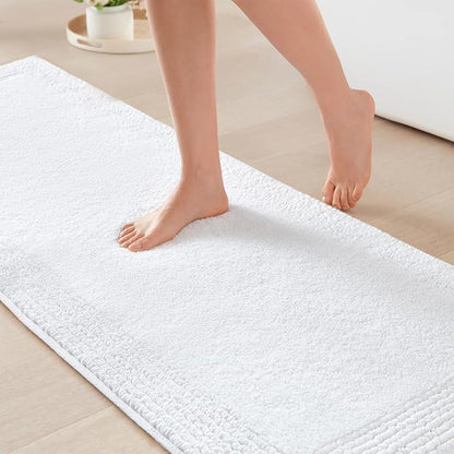 Madison Park Splendor Reversible 100% Cotton Bath Runner, 24 x 72, White | Tufted Bathroom Rug, 3000 GSM, Hotel Quality, Luxurious Plush, Medium Pile, Absorbent, Quick Dry, OEKO-TEX, Shower Room Décor