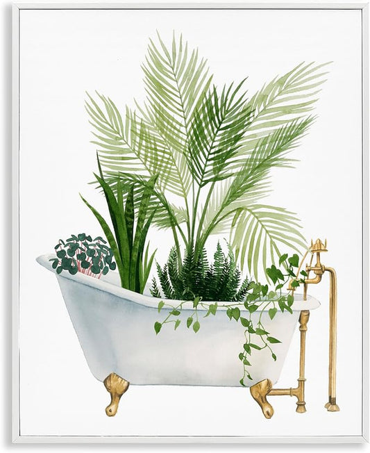 Vintage Tub Botanical, 16 x 20 Inch Framed Giclée Print | Stupell Industries · By Grace Popp · Ready to hang · Great for bathroom or laundry room · Made in USA