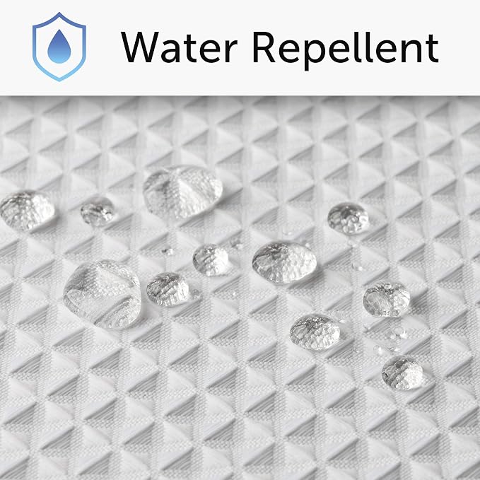 Creative Scents Fabric White Shower Curtain for Bathroom - 60" x 72" Spa, Hotel Luxury Matt Waffle Weave Square Design, Water Repellent, 230 GSM Weighty Cloth, for Decorative Bathroom Curtains